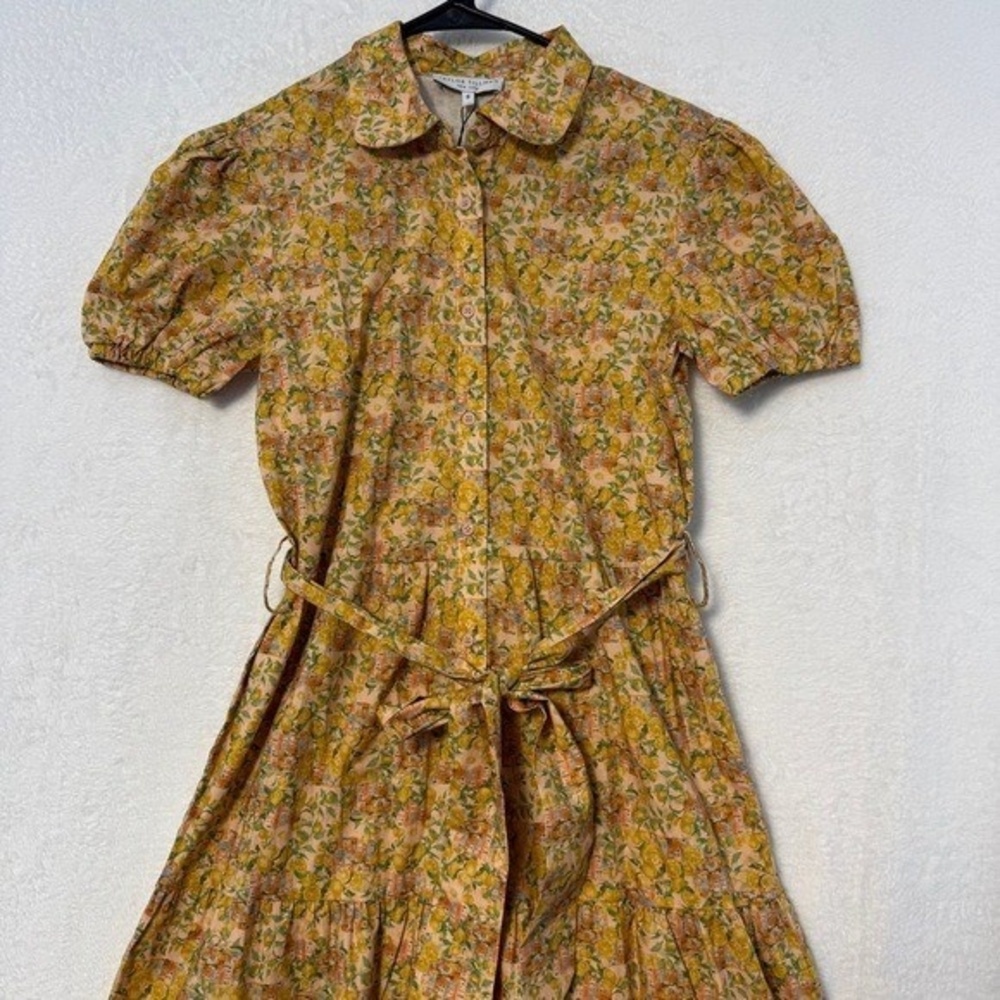 NWT Taylor Tillman Chloe Midi Button Dress Small Amalfi Coast Puff Euro Summer